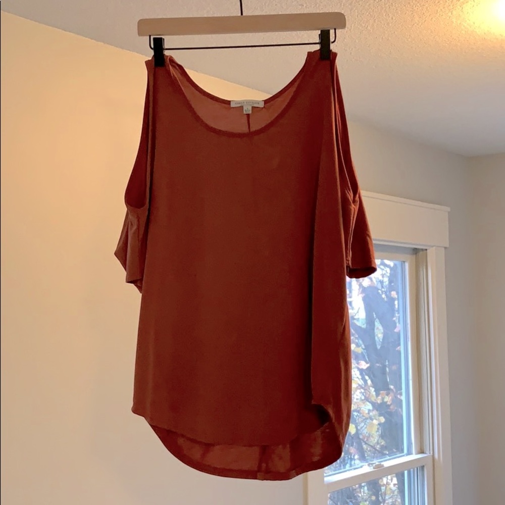 Burnt Orange Open Shoulder Shirt